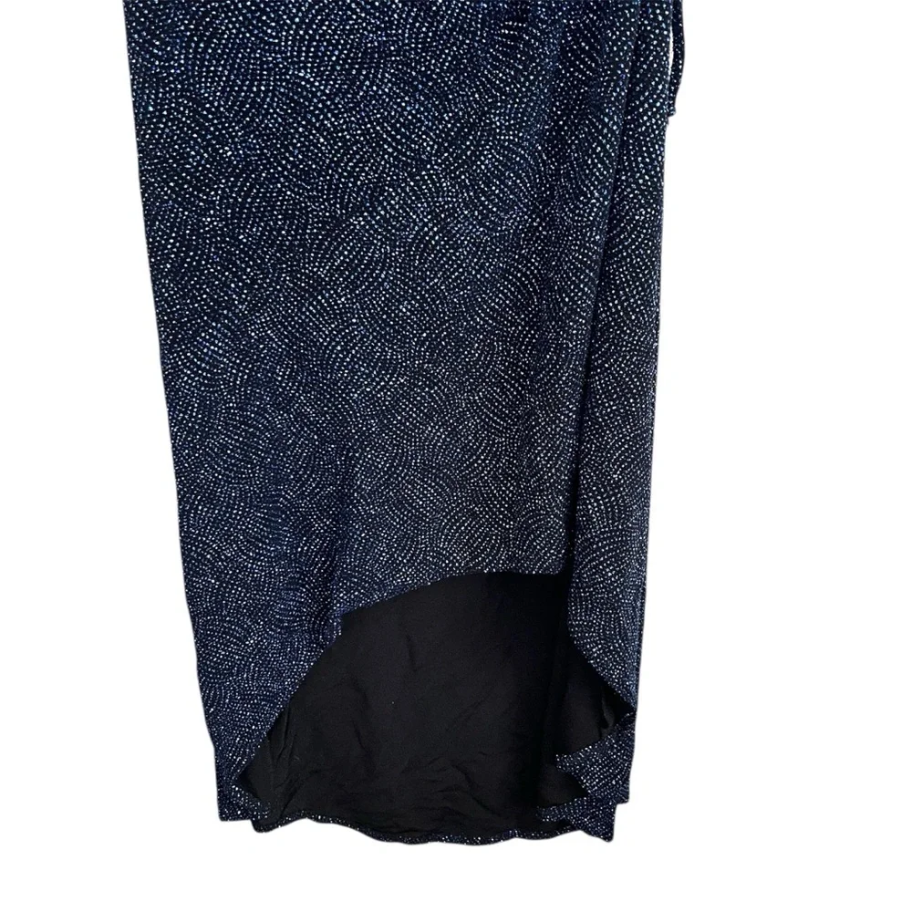Vintage NWT Blue Sparkle Glitter One Shoulder Y2K Ruched Dress Size L - Picture 3 of 13